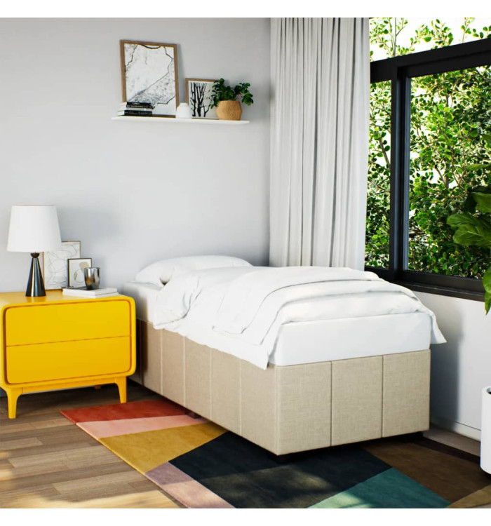 Cadre de lit sans matelas crème 90x190 cm tissu | Mobilier & Déco