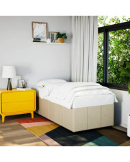 Cadre de lit sans matelas crème 90x190 cm tissu | Mobilier & Déco