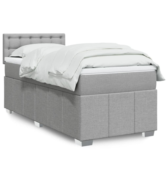 Sommier à lattes de lit et matelas Gris clair 90x190 cm Tissu | Mobilier & Déco