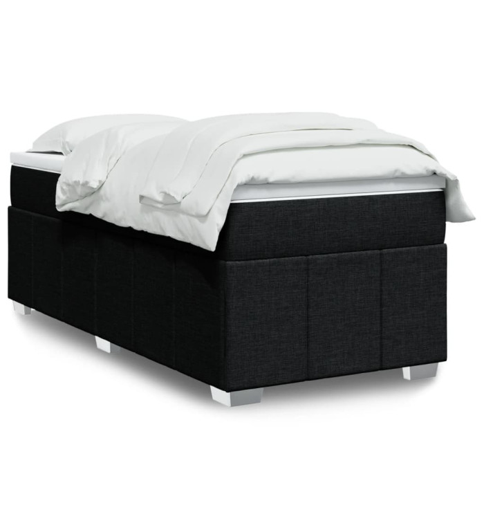 Sommier à lattes de lit avec matelas Noir 90x200 cm Tissu | Mobilier & Déco