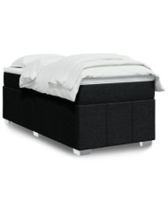 Sommier à lattes de lit avec matelas Noir 90x200 cm Tissu | Mobilier & Déco