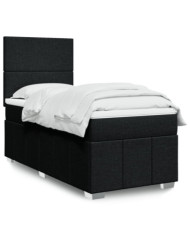 Sommier à lattes de lit avec matelas Noir 90x200 cm Tissu | Mobilier & Déco