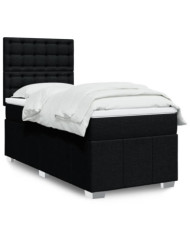 Sommier à lattes de lit avec matelas Noir 90x200 cm Tissu | Mobilier & Déco