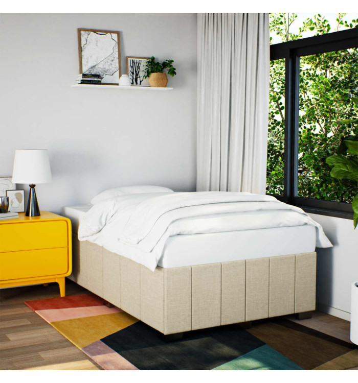 Cadre de lit sans matelas crème 120x190 cm tissu | Mobilier & Déco