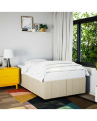 Cadre de lit sans matelas crème 120x190 cm tissu | Mobilier & Déco