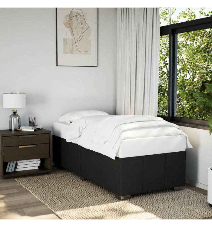 Cadre de lit sans matelas noir 90x190 cm tissu | Mobilier & Déco