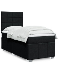 Sommier à lattes de lit avec matelas Noir 90x190 cm Tissu | Mobilier & Déco