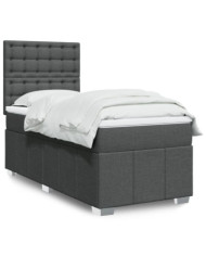 Sommier à lattes de lit et matelas Gris foncé 90x190 cm Tissu | Mobilier & Déco