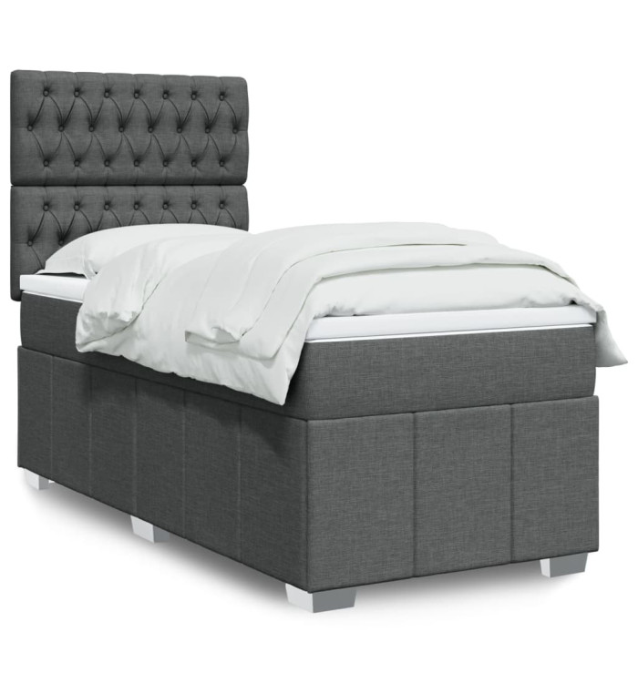 Sommier à lattes de lit et matelas Gris foncé 90x190 cm Tissu | Mobilier & Déco