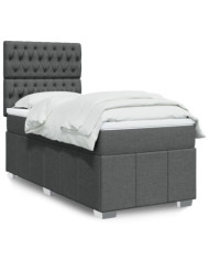 Sommier à lattes de lit et matelas Gris foncé 90x190 cm Tissu | Mobilier & Déco