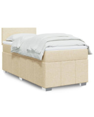 Sommier à lattes de lit avec matelas Crème 90x200 cm Tissu | Mobilier & Déco
