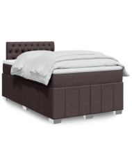 Sommier à lattes de lit et matelas marron foncé 120x190cm tissu | Mobilier & Déco