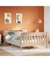 Lit bibliothèque sans matelas 160x200 cm bois massif de pin | Mobilier & Déco