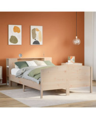 Lit bibliothèque sans matelas 160x200 cm bois massif de pin | Mobilier & Déco