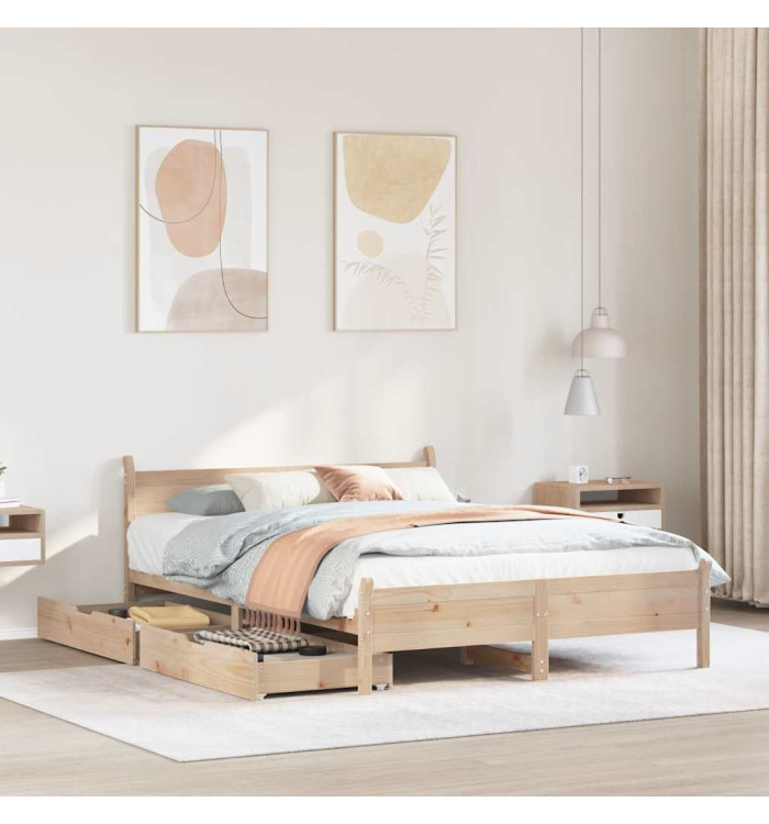 Cadre de lit sans matelas 140x190 cm bois de pin massif | Mobilier & Déco