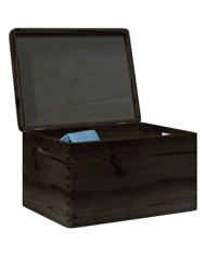 Boîte en bois avec couvercle et poignées noir bois pin massif | Mobilier & Déco