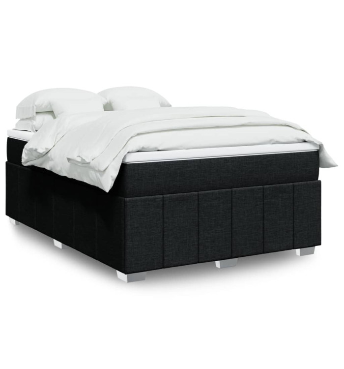 Sommier à lattes de lit avec matelas Noir 160x200 cm Tissu | Mobilier & Déco