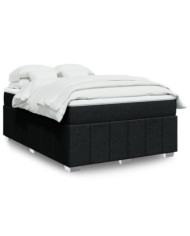 Sommier à lattes de lit avec matelas Noir 160x200 cm Tissu | Mobilier & Déco