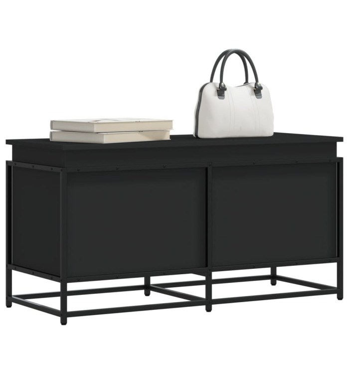 Boîte de rangement avec couvercle noir bois d'ingénierie | Mobilier & Déco