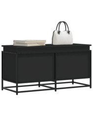 Boîte de rangement avec couvercle noir bois d'ingénierie | Mobilier & Déco