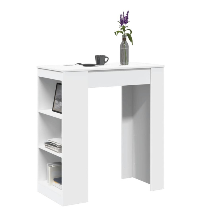 Table de bar avec étagères blanc bois d'ingénierie | Mobilier & Déco
