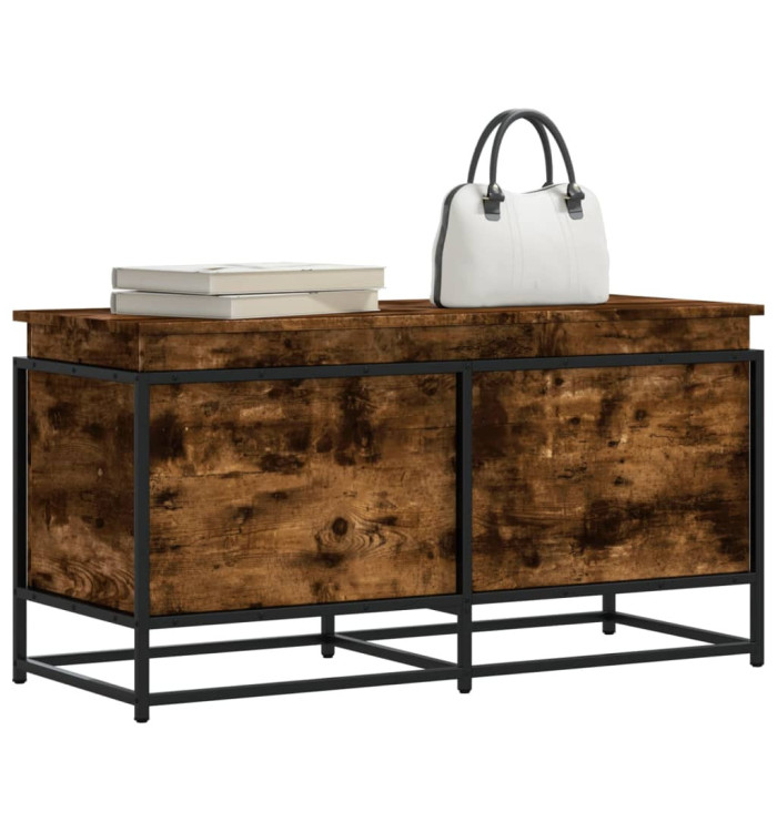 Boîte de rangement avec couvercle chêne fumé bois d'ingénierie | Mobilier & Déco