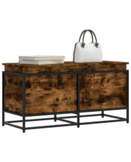 Boîte de rangement avec couvercle chêne fumé bois d'ingénierie | Mobilier & Déco