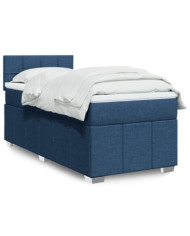 Sommier à lattes de lit avec matelas Bleu 100x200 cm Tissu | Mobilier & Déco