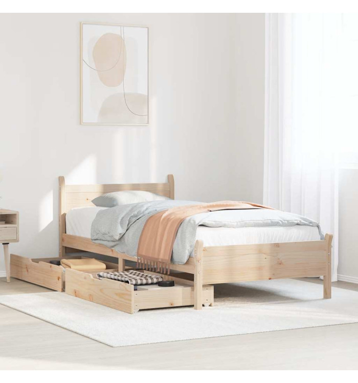 Cadre de lit sans matelas 75x190 cm bois de pin massif | Mobilier & Déco