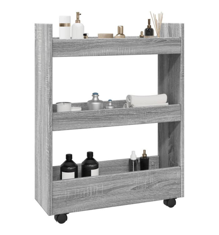 Chariot de rangement étroit 3 niveaux sonoma gris | Mobilier & Déco