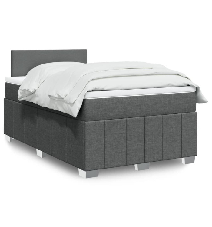Sommier à lattes de lit avec matelas gris foncé 120x190cm tissu | Mobilier & Déco