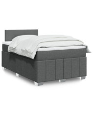 Sommier à lattes de lit avec matelas gris foncé 120x190cm tissu | Mobilier & Déco