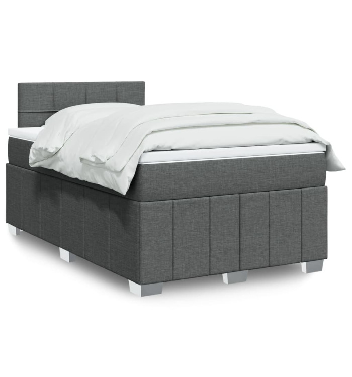 Sommier à lattes de lit avec matelas gris foncé 120x190cm tissu | Mobilier & Déco