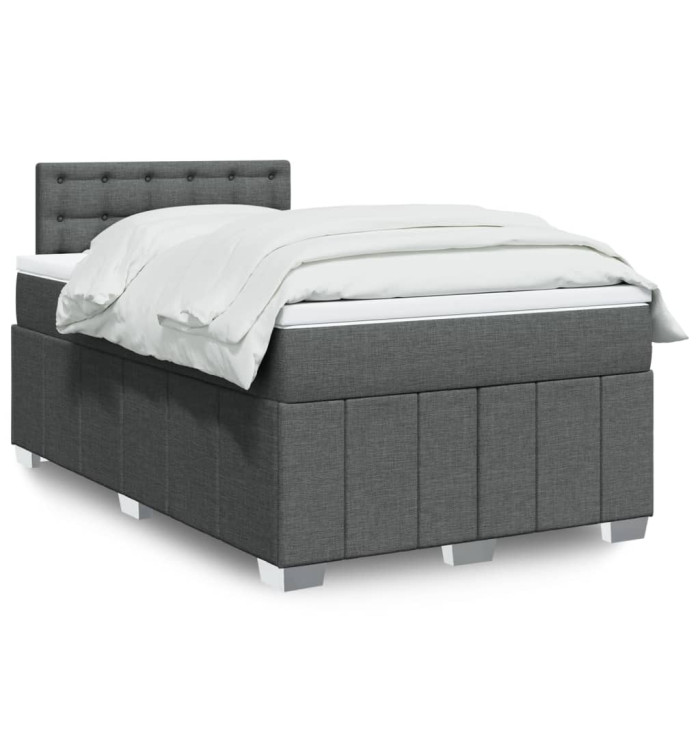 Sommier à lattes de lit avec matelas gris foncé 120x190cm tissu | Mobilier & Déco