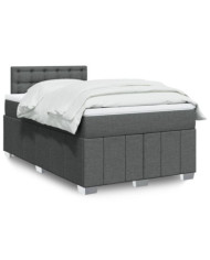 Sommier à lattes de lit avec matelas gris foncé 120x190cm tissu | Mobilier & Déco