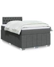 Sommier à lattes de lit avec matelas gris foncé 120x190cm tissu | Mobilier & Déco