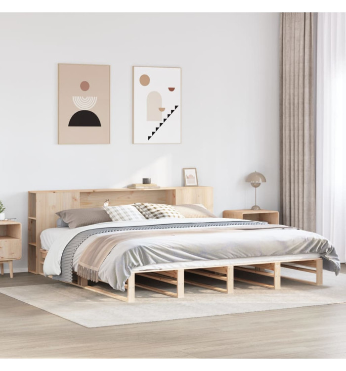 Lit bibliothèque sans matelas 180x200 cm bois massif | Mobilier & Déco