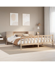 Lit bibliothèque sans matelas 180x200 cm bois massif de pin | Mobilier & Déco