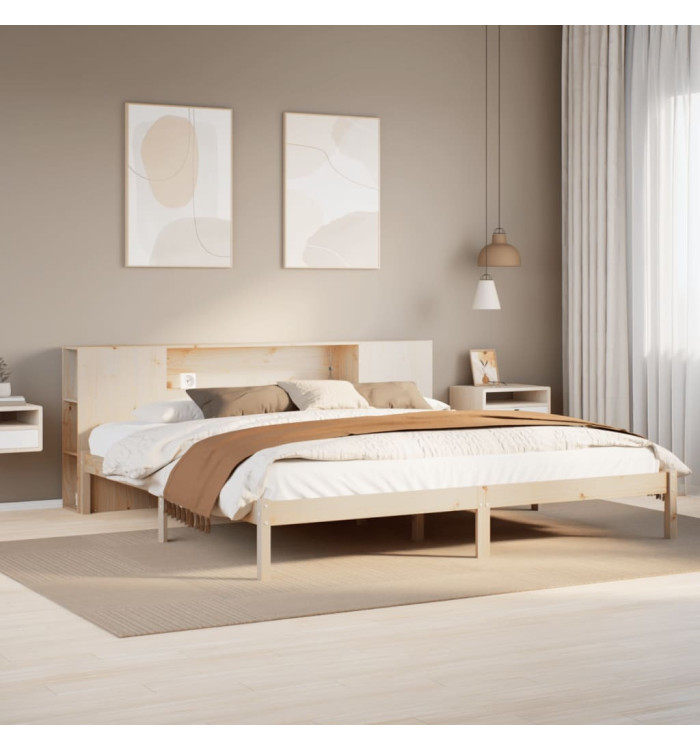 Lit bibliothèque sans matelas 180x200 cm bois massif de pin | Mobilier & Déco