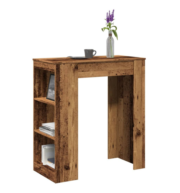 Table de bar avec étagères vieux bois bois d'ingénierie | Mobilier & Déco