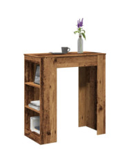 Table de bar avec étagères vieux bois bois d'ingénierie | Mobilier & Déco