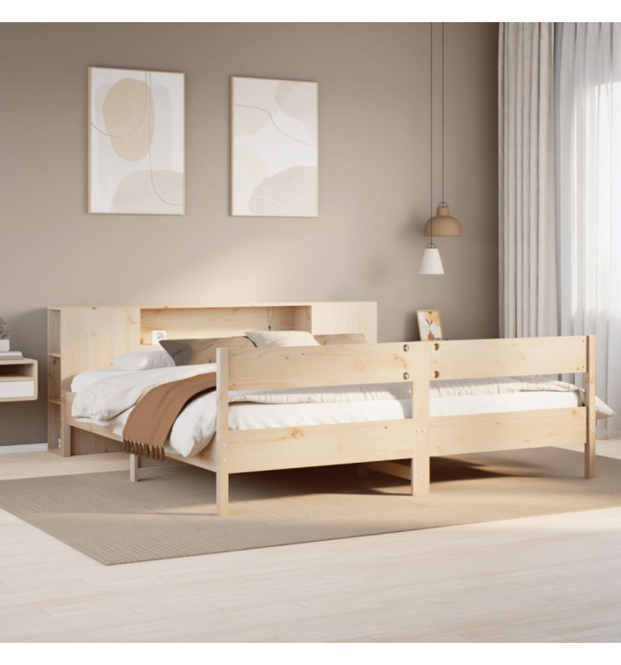 Lit bibliothèque sans matelas 180x200 cm bois massif de pin | Mobilier & Déco
