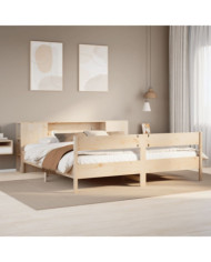 Lit bibliothèque sans matelas 180x200 cm bois massif de pin | Mobilier & Déco