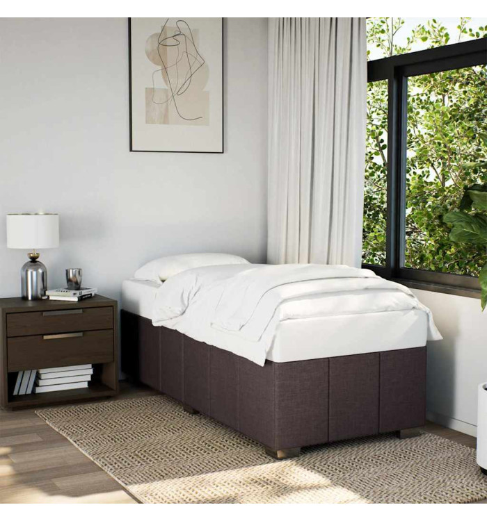 Cadre de lit sans matelas marron foncé 100x200 cm tissu | Mobilier & Déco