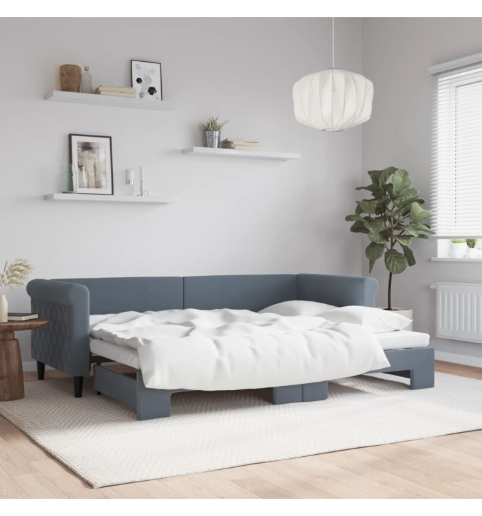 Lit de jour avec gigogne sans matelas gris foncé 80x200 cm | Mobilier & Déco