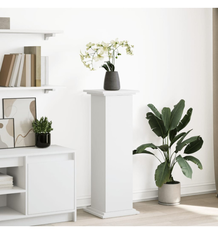 Piédestal avec rangement blanc 31x30x90 cm bois d'ingénierie | Mobilier & Déco