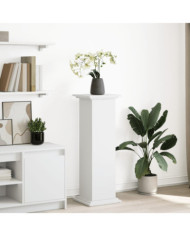 Piédestal avec rangement blanc 31x30x90 cm bois d'ingénierie | Mobilier & Déco