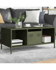 Table basse vert olive 101,5x50x43,5 cm acier laminé à froid | Mobilier & Déco