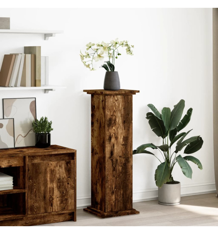 Piédestal avec rangement chêne fumé 31x30x90 cm bois ingénierie | Mobilier & Déco