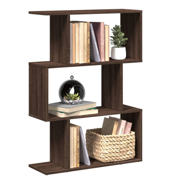 Étagère séparatrice de pièce 3 niveaux chêne marron 70x24x97 cm | Mobilier & Déco